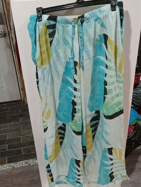stars above Turquoise, Yellow & Black Tropical Print Pajama Pants